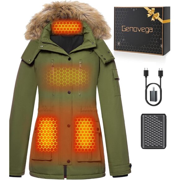 Graphene Heated Jacket for Women with Large Capacity Battery Pack Waterproof Win